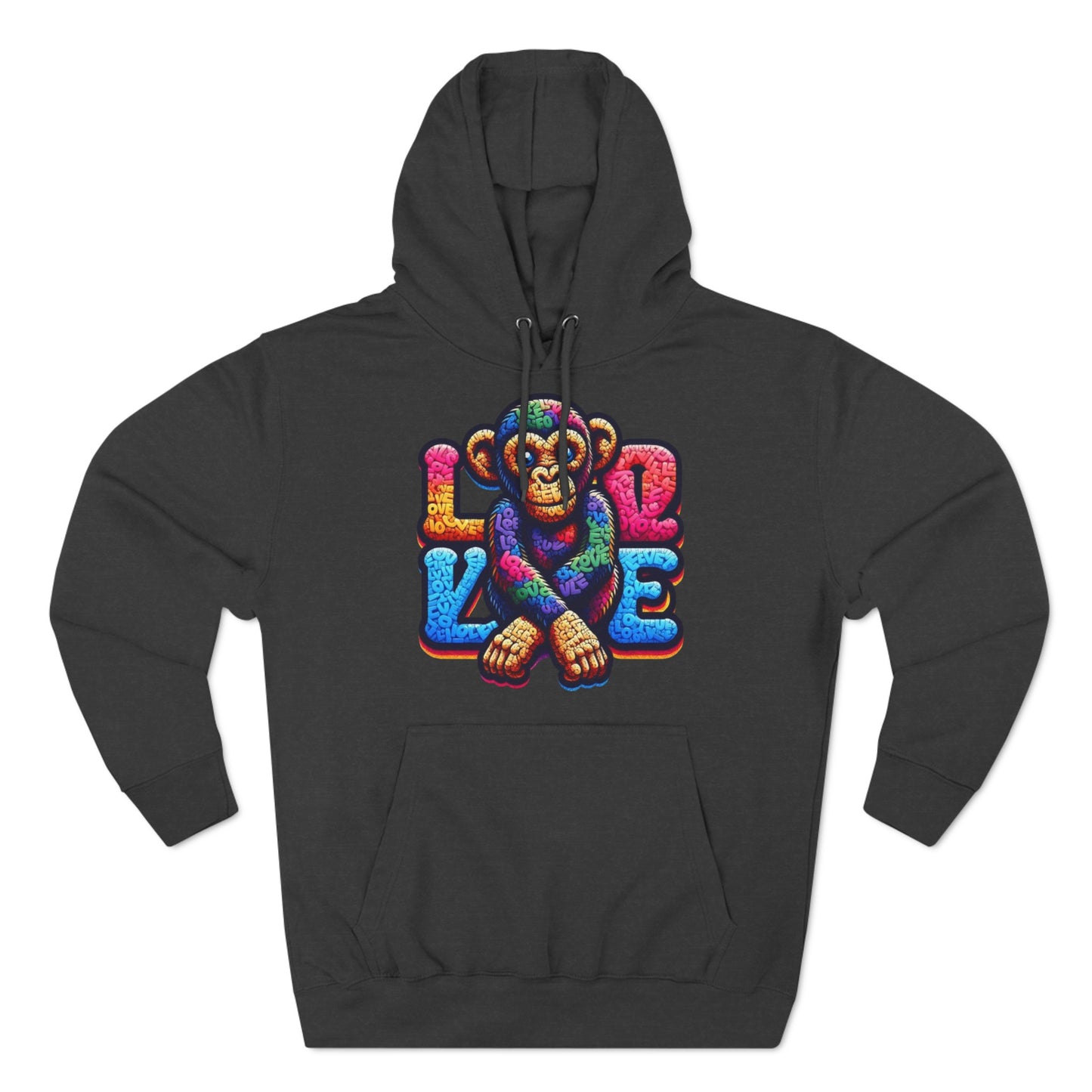Hoodie with Love Monkey Design, Unisex Premium Crewneck, Stylish & Comfortable Outfit, Great Gift for Friends or Loved Ones