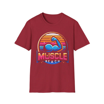 Muscle Beach T-Shirt, Vintage-Inspired Fitness Tee, Perfect for Gym Enthusiasts, Unique Bodybuilding Gift Idea