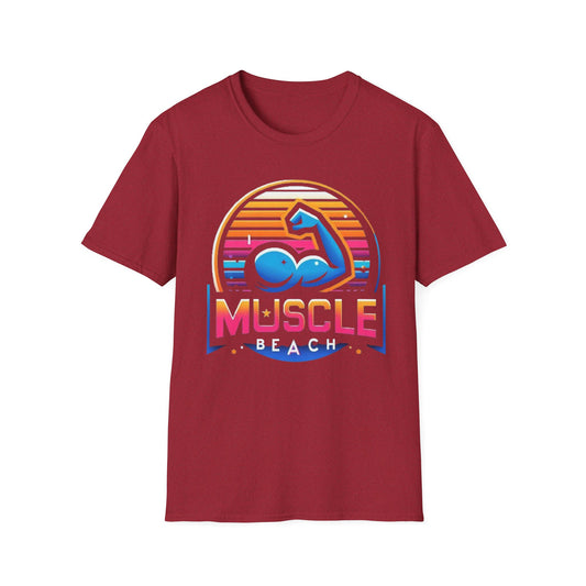 Muscle Beach T-Shirt, Vintage-Inspired Fitness Tee, Perfect for Gym Enthusiasts, Unique Bodybuilding Gift Idea