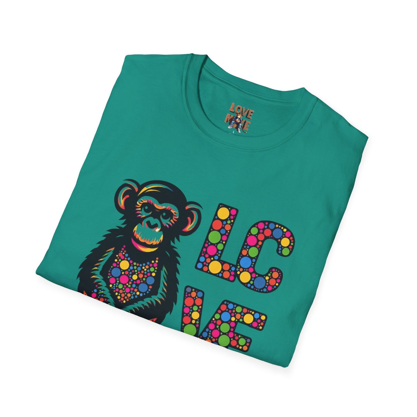 T-Shirt Love Monkey - Unisex Softstyle Casual Wear, Fashionable & Unique Gift for Friends, Family, Birthdays and More