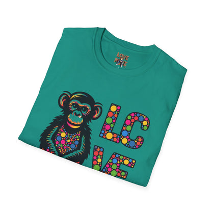 T-Shirt Love Monkey - Unisex Softstyle Casual Wear, Fashionable & Unique Gift for Friends, Family, Birthdays and More