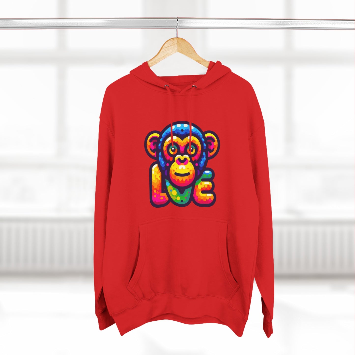 Hoodie with Love Monkey Design, Unisex Premium Crewneck, Stylish & Comfortable Outfit, Great Gift for Friends or Loved Ones