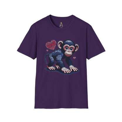 T-Shirt Love Monkey - Cool, Stylish & Trendy Unisex Softstyle Tee for Casual Wear, Perfect Gift for Friends and Family