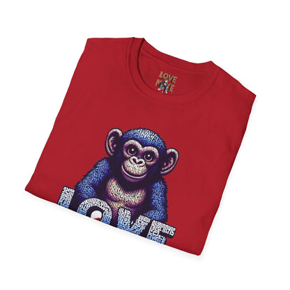 Love Monkey T-Shirt - Unique Designer Graphic Tee, Perfect Casual Wear, Ideal Designer Wear Gift