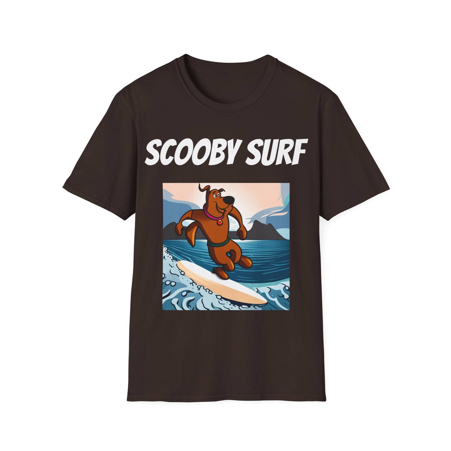 Surfing T-Shirt Scooby Surf - Unisex Softstyle Tee, Perfect for Beach Lovers & Water Sports Enthusiasts, Great Gift Idea