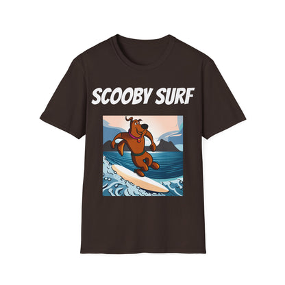 Surfing T-Shirt Scooby Surf - Unisex Softstyle Tee, Perfect for Beach Lovers & Water Sports Enthusiasts, Great Gift Idea