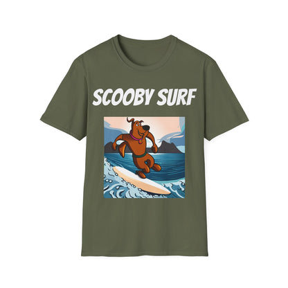 Surfing T-Shirt Scooby Surf - Unisex Softstyle Tee, Perfect for Beach Lovers & Water Sports Enthusiasts, Great Gift Idea