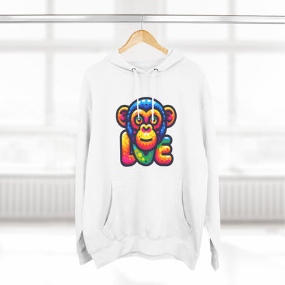 Hoodie with Love Monkey Design, Unisex Premium Crewneck, Stylish & Comfortable Outfit, Great Gift for Friends or Loved Ones