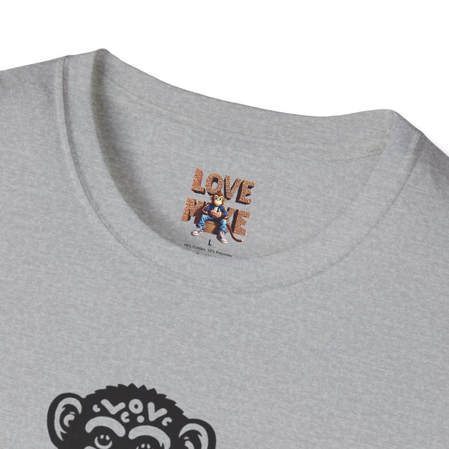 T-shirt with Love Monkey Print, Stylish & Cool Casual Wear, Great for Expressing Personality, Perfect Gift Idea