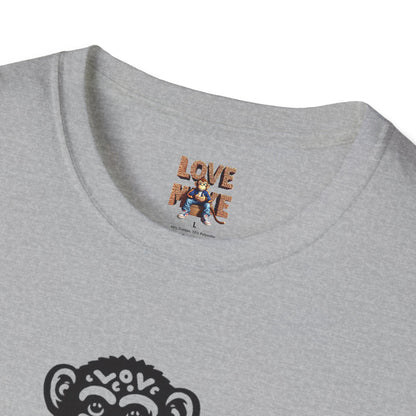 T-shirt with Love Monkey Print, Stylish & Cool Casual Wear, Great for Expressing Personality, Perfect Gift Idea