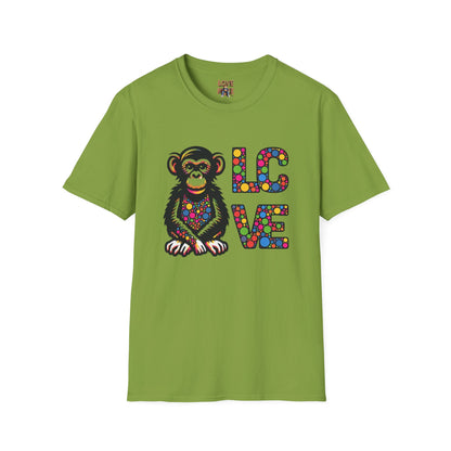 T-Shirt Love Monkey - Unisex Softstyle Casual Wear, Fashionable & Unique Gift for Friends, Family, Birthdays and More