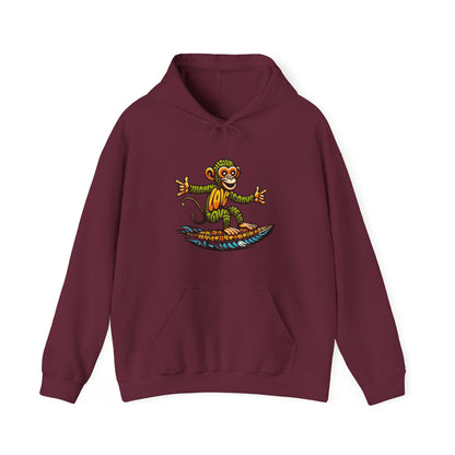 Hoodie Love Monkey Design, Cool Surfer Style Tee, Perfect for Beach Days, Great Gift for Surf Lovers