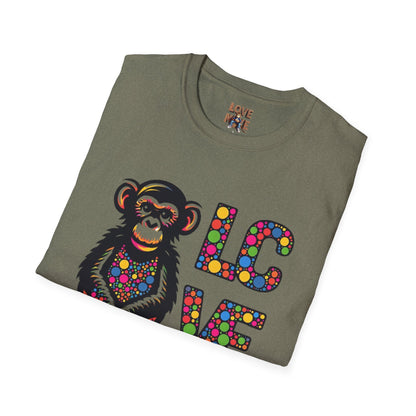 T-Shirt Love Monkey - Unisex Softstyle Casual Wear, Fashionable & Unique Gift for Friends, Family, Birthdays and More