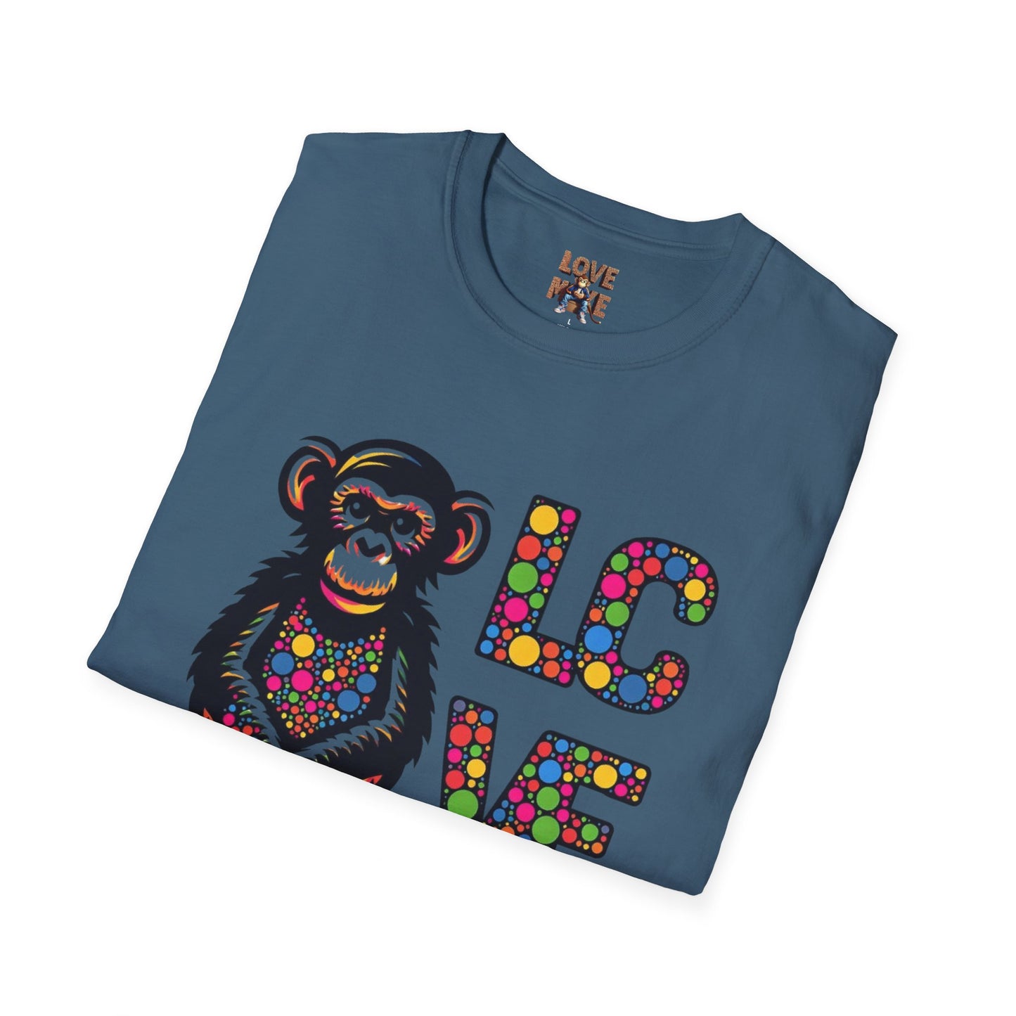 T-Shirt Love Monkey - Unisex Softstyle Casual Wear, Fashionable & Unique Gift for Friends, Family, Birthdays and More