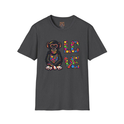 T-Shirt Love Monkey - Unisex Softstyle Casual Wear, Fashionable & Unique Gift for Friends, Family, Birthdays and More